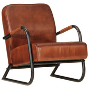 Fauteuil echt leer bruin 60x70x79 cm