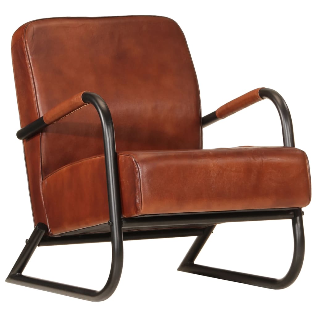 Fauteuil Echt Leer Bruin en zwart