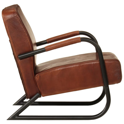 Fauteuil Echt Leer Bruin en zwart
