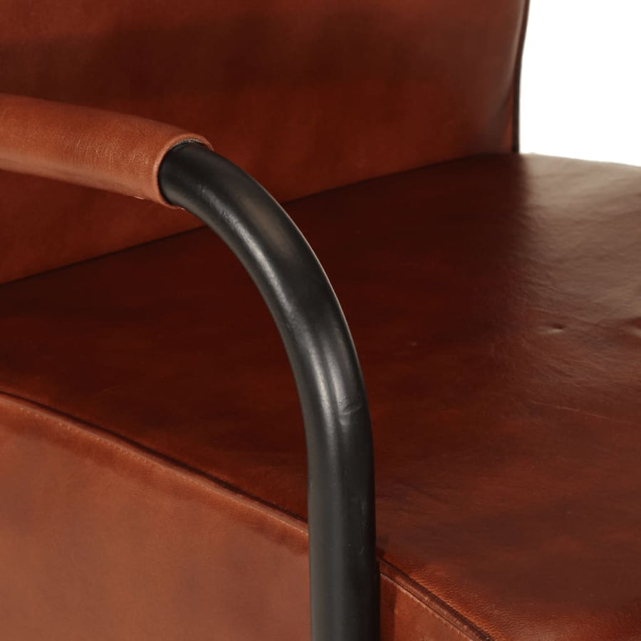Fauteuil Echt Leer Bruin en zwart