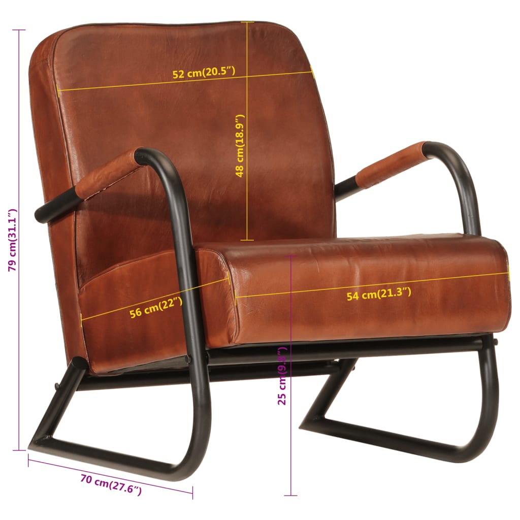Fauteuil Echt Leer Bruin en zwart