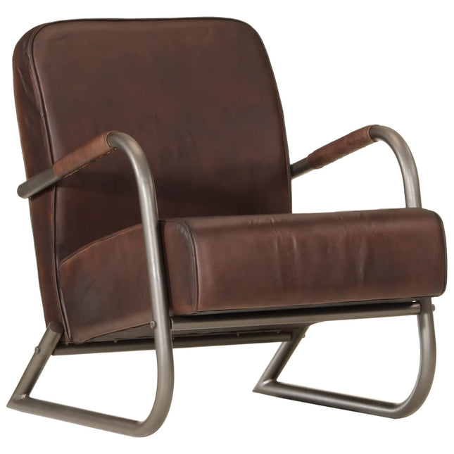 Fauteuil Echt Leer Bruin Donkerbruin