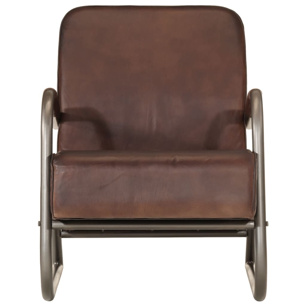 Fauteuil Echt Leer Bruin Donkerbruin