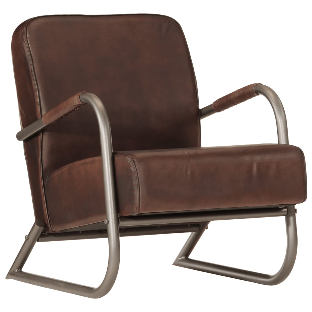 Fauteuil Echt Leer Bruin Donkerbruin