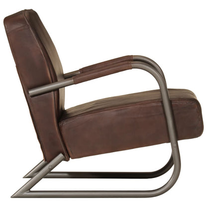 Fauteuil Echt Leer Bruin Donkerbruin