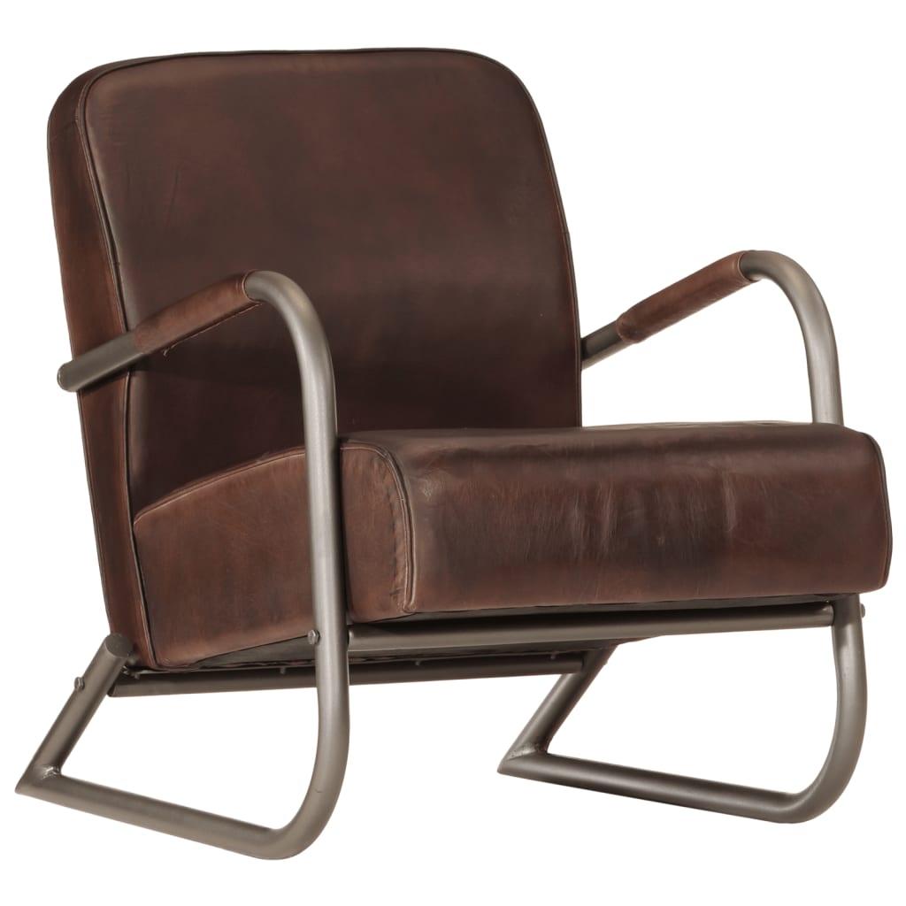Fauteuil Echt Leer Bruin Donkerbruin