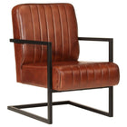 Fauteuil echt leer bruin Donkerbruin