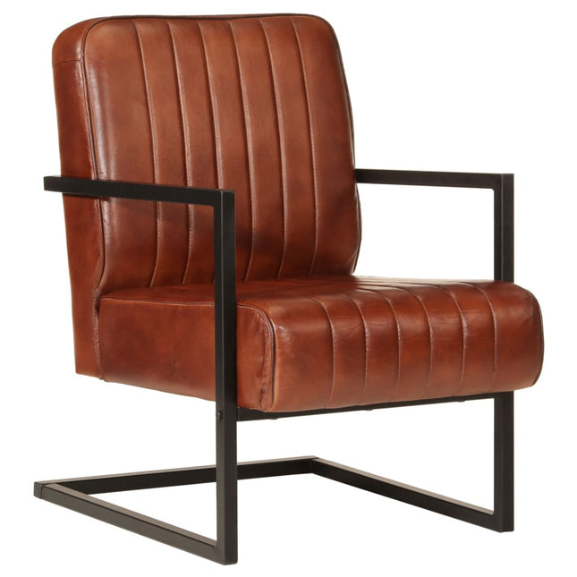 Fauteuil echt leer bruin Donkerbruin