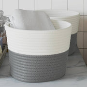 Storage baskets 2 pcs Ø 24x18 cm cotton grey and white