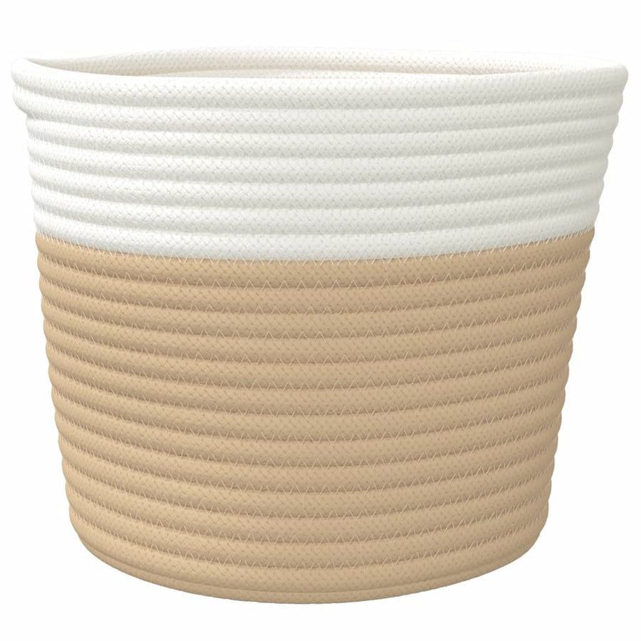 Opbergmanden 2 St Ø 24X18 Cm Katoen En Wit Beige