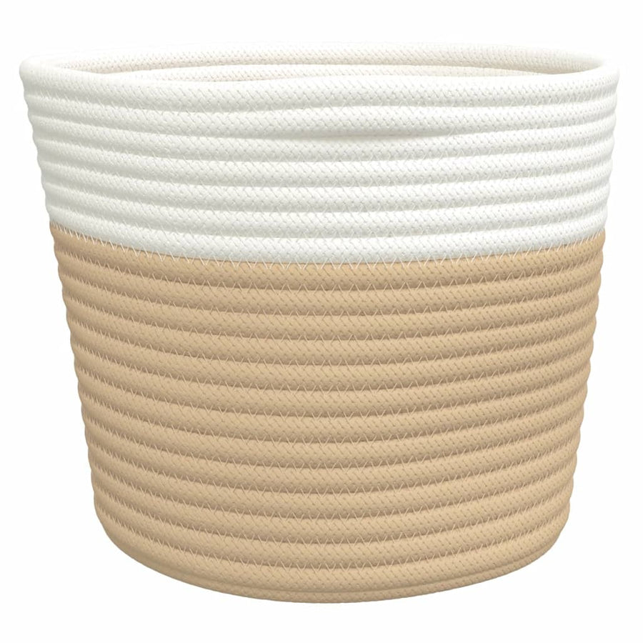 Opbergmanden 2 St Ø 24X18 Cm Katoen En Wit Beige
