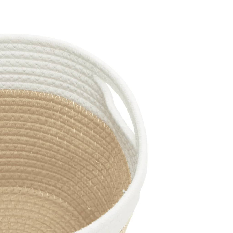 Opbergmanden 2 St Ø 24X18 Cm Katoen En Wit Beige