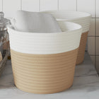 Opbergmanden 2 st ø 24x18 cm katoen beige wit