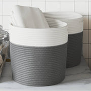 Opbergmanden set 2 stuks Ø 28x28 cm katoen grijs wit