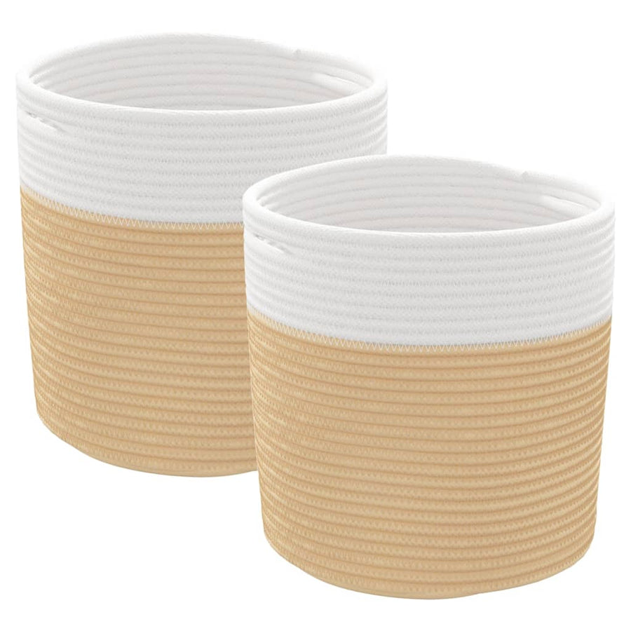 Opbergmanden 2 St Ø 28X28 Cm Katoen Beige En Wit
