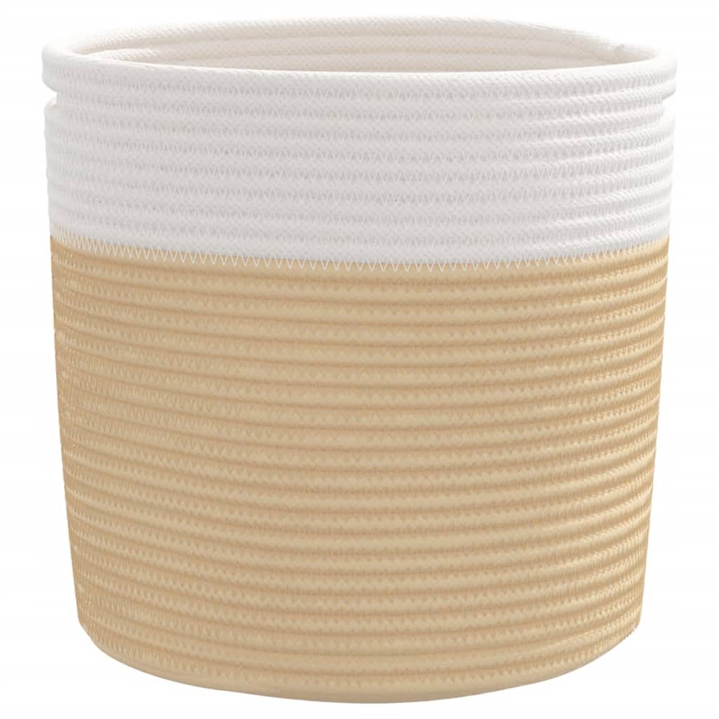 Opbergmanden 2 St Ø 28X28 Cm Katoen Beige En Wit