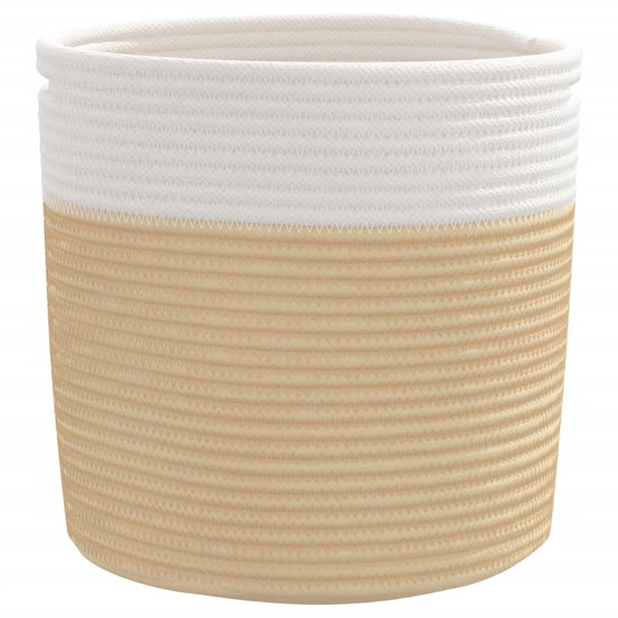 Opbergmanden 2 St Ø 28X28 Cm Katoen Beige En Wit