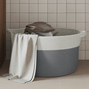 Opbergmand Ø 40x25 cm katoen wit grijs