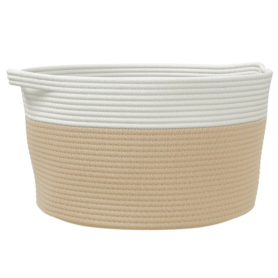 Opbergmand Ø 40X25 Cm Katoen Beige En Wit