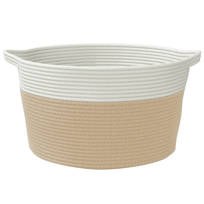Opbergmand Ø 40X25 Cm Katoen Beige En Wit
