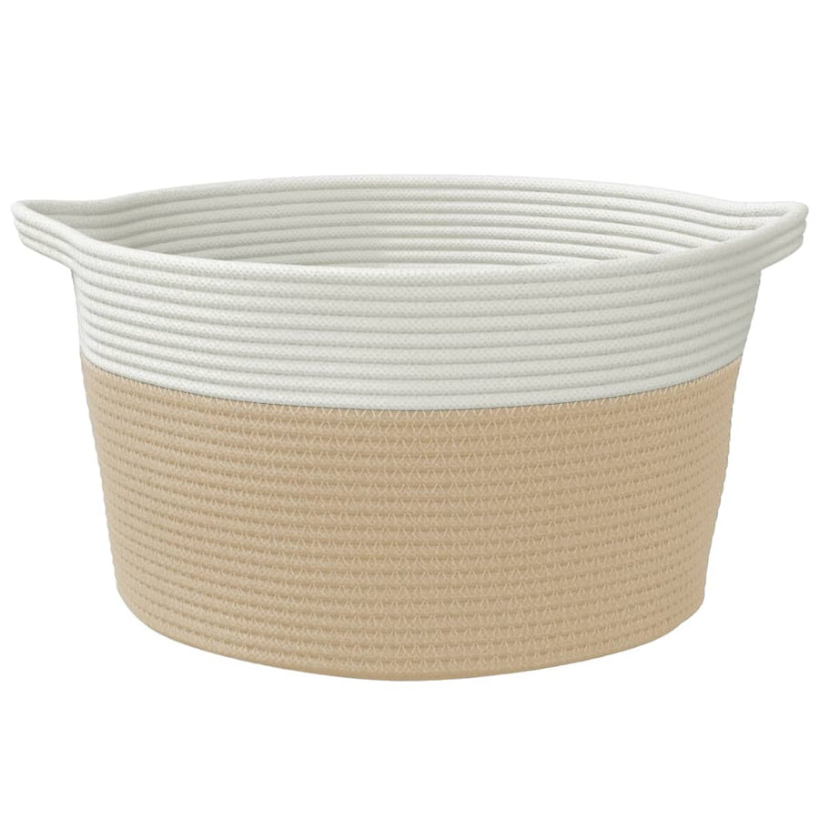 Opbergmand Ø 40X25 Cm Katoen Beige En Wit
