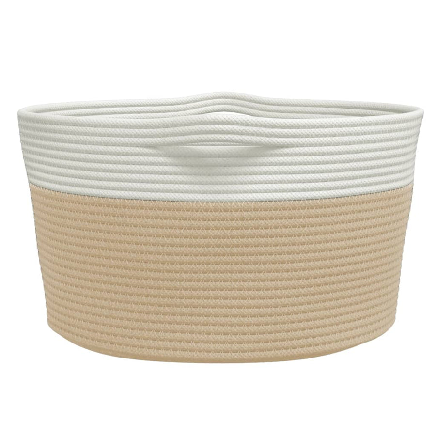 Opbergmand Ø 40X25 Cm Katoen Beige En Wit