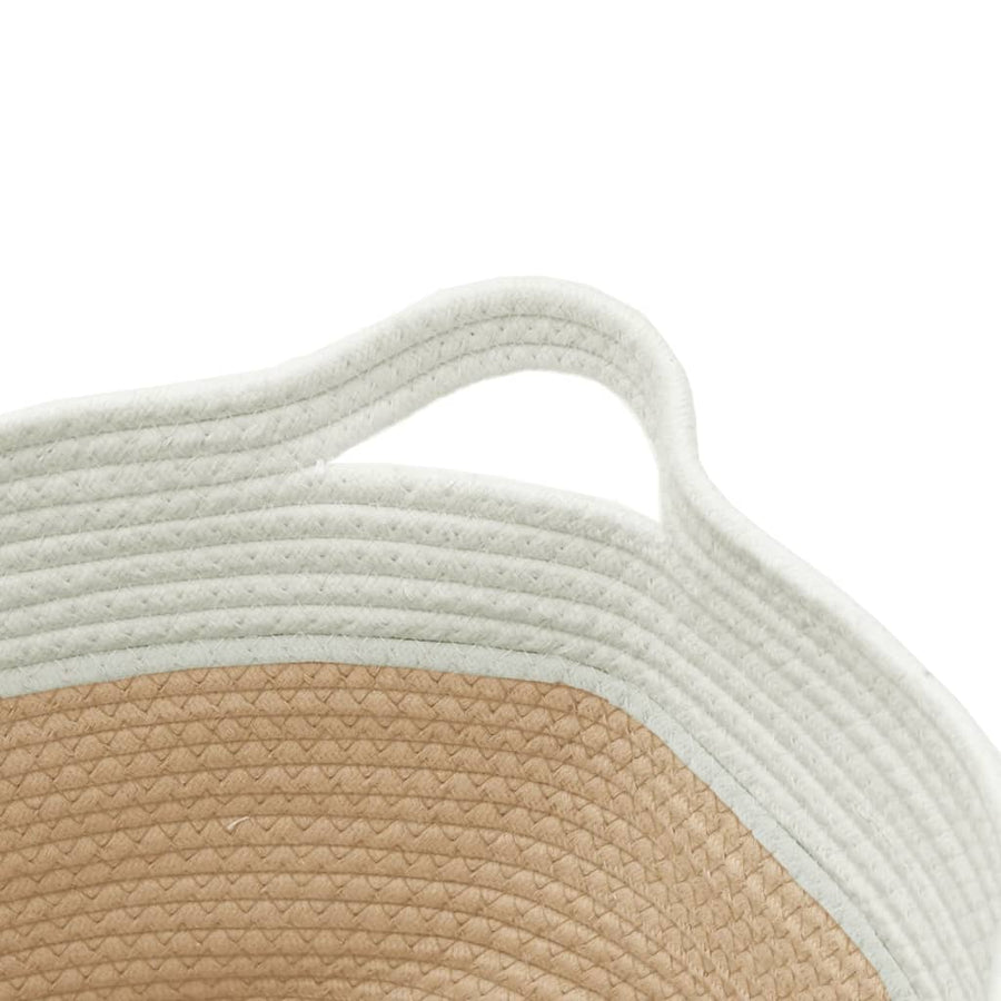 Opbergmand Ø 40X25 Cm Katoen Beige En Wit