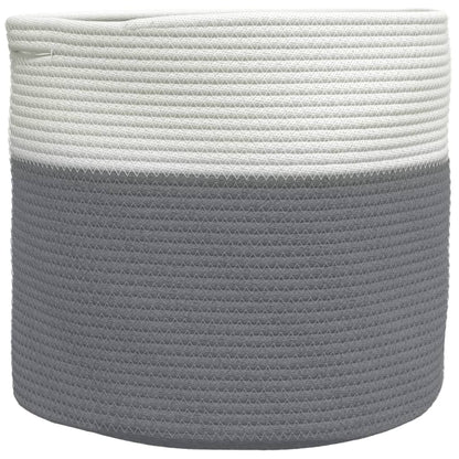 Opbergmand Ø 40X35 Cm Katoen Grijs En Wit