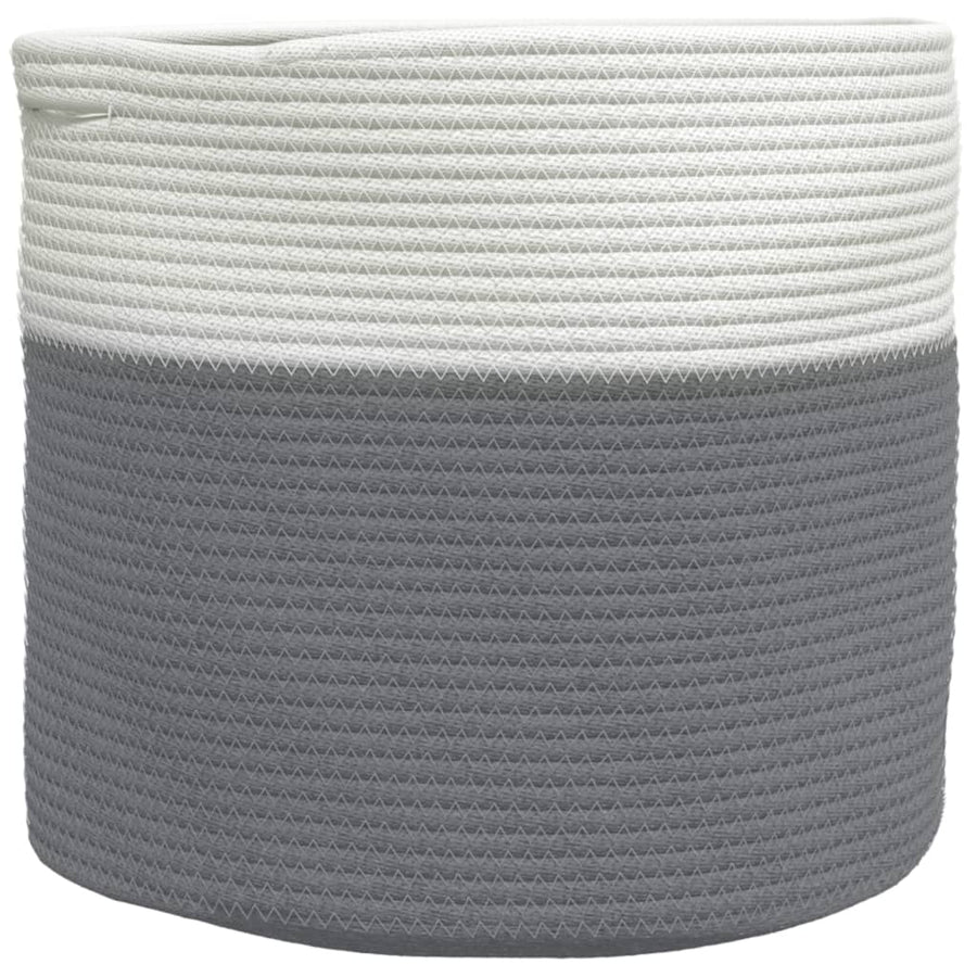 Opbergmand Ø 40X35 Cm Katoen Grijs En Wit