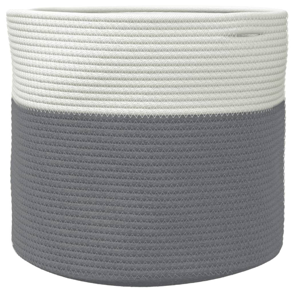 Opbergmand Ø 40X35 Cm Katoen Grijs En Wit