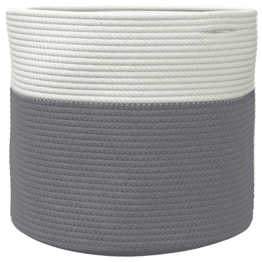 Opbergmand Ø 40X35 Cm Katoen Grijs En Wit