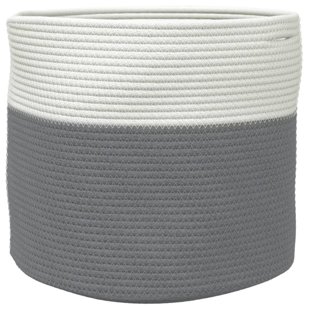 Opbergmand Ø 40X35 Cm Katoen Grijs En Wit
