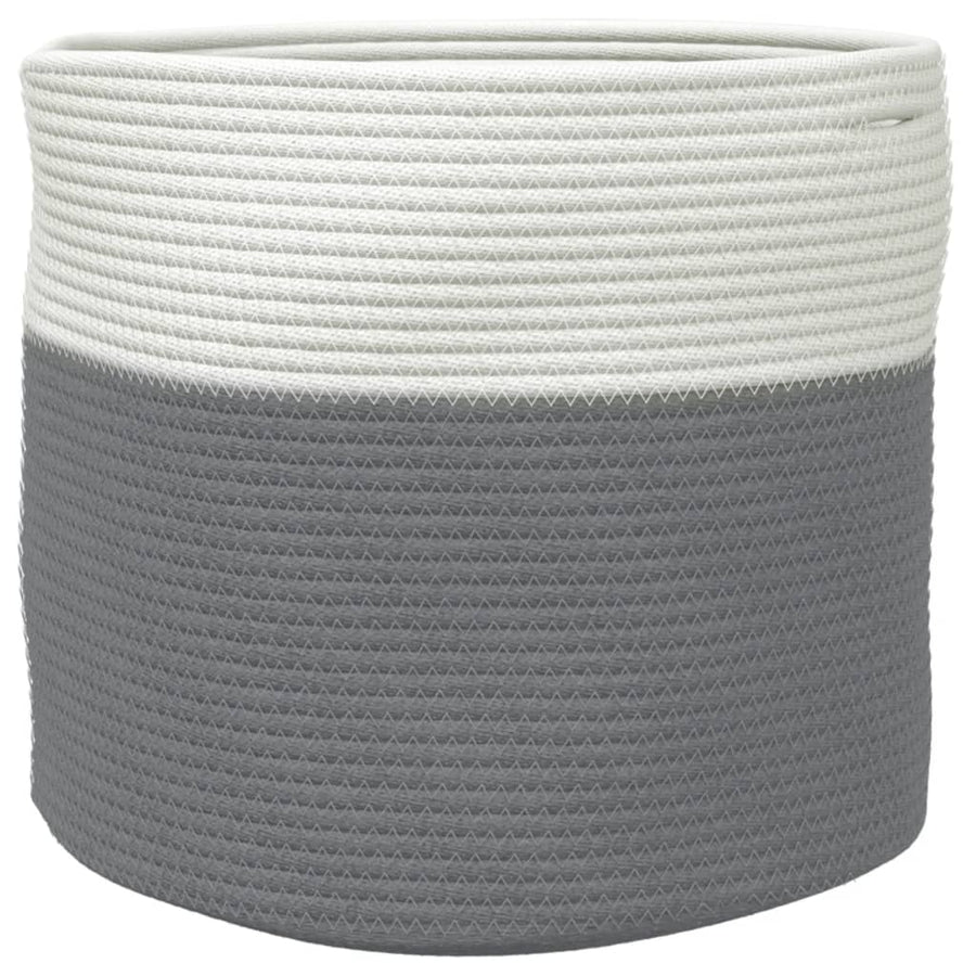 Opbergmand Ø 40X35 Cm Katoen Grijs En Wit