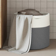 Opbergmand Ø 40x35 cm katoen grijs wit