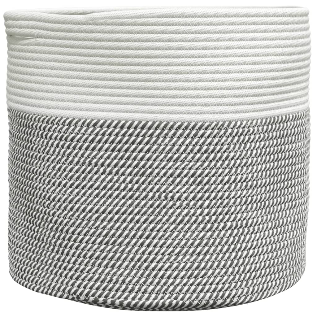 Opbergmand Ø 40X35 Cm Katoen Grijs En Wit