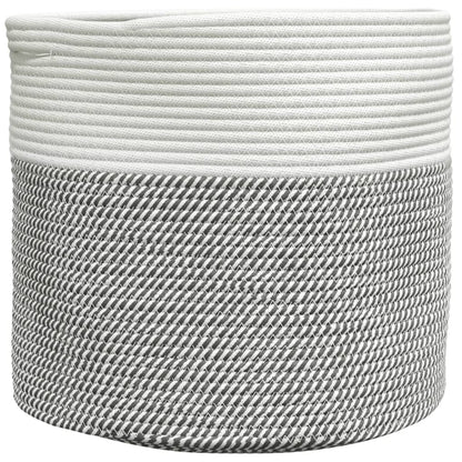 Opbergmand Ø 40X35 Cm Katoen Grijs En Wit