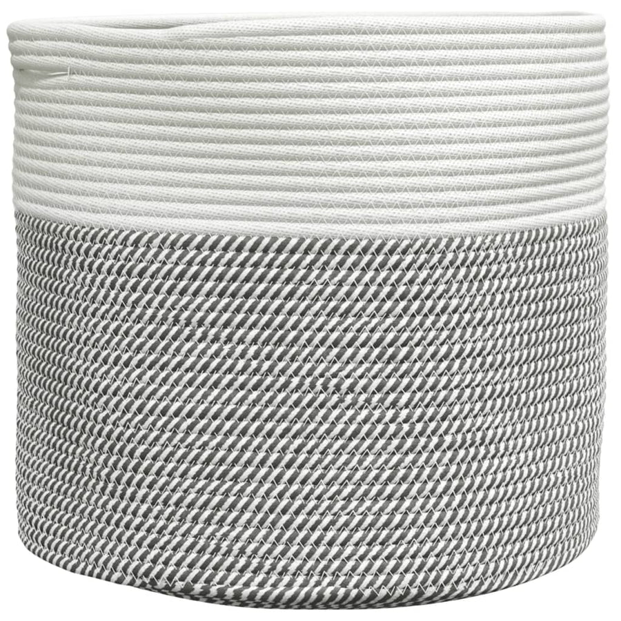 Opbergmand Ø 40X35 Cm Katoen Grijs En Wit