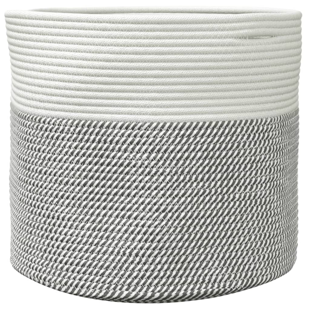 Opbergmand Ø 40X35 Cm Katoen Grijs En Wit
