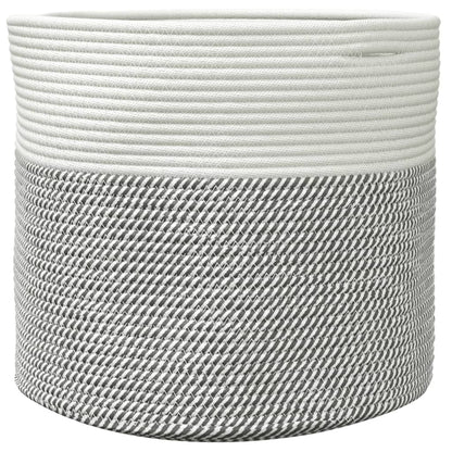 Opbergmand Ø 40X35 Cm Katoen Grijs En Wit