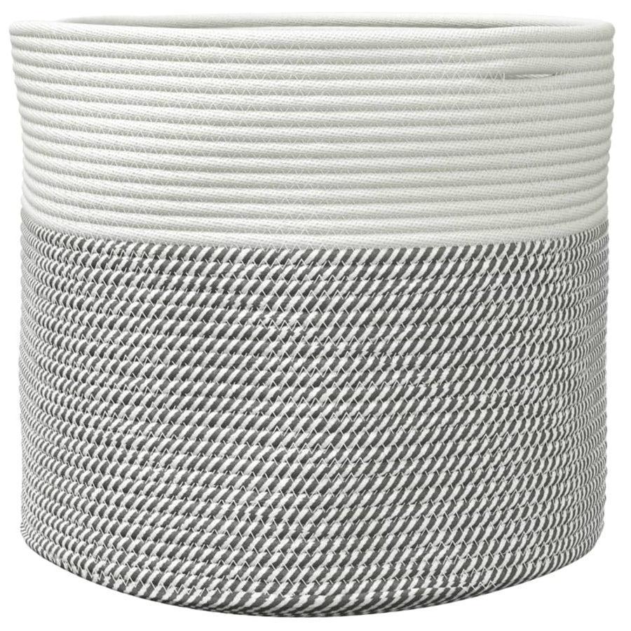 Opbergmand Ø 40X35 Cm Katoen Grijs En Wit