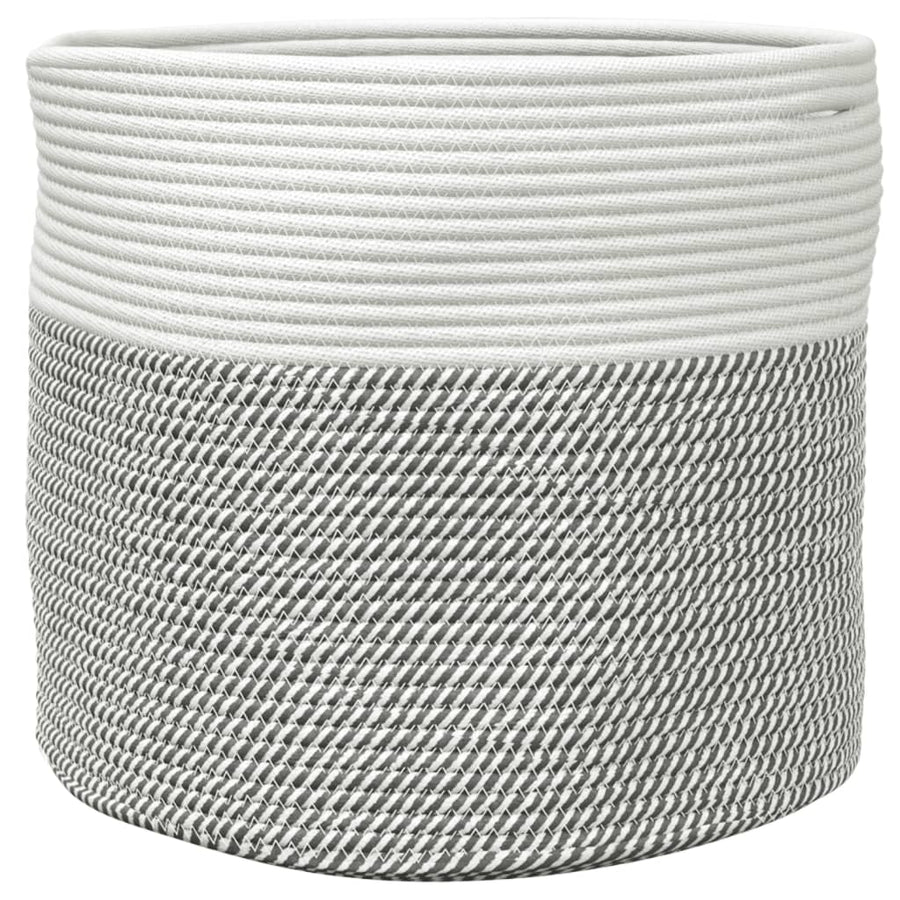 Opbergmand Ø 40X35 Cm Katoen Grijs En Wit
