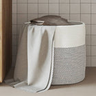 Storage basket Ø 40x35 cm cotton grey and white