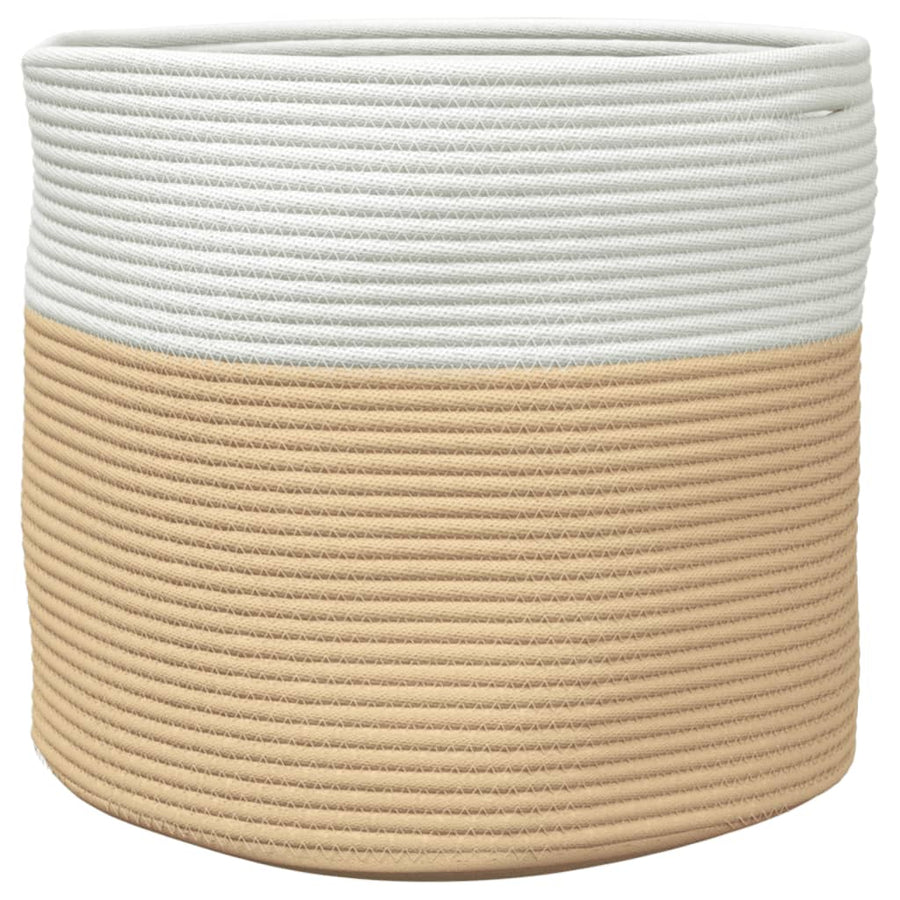 Opbergmand Ø 40X35 Cm Katoen Beige En Wit
