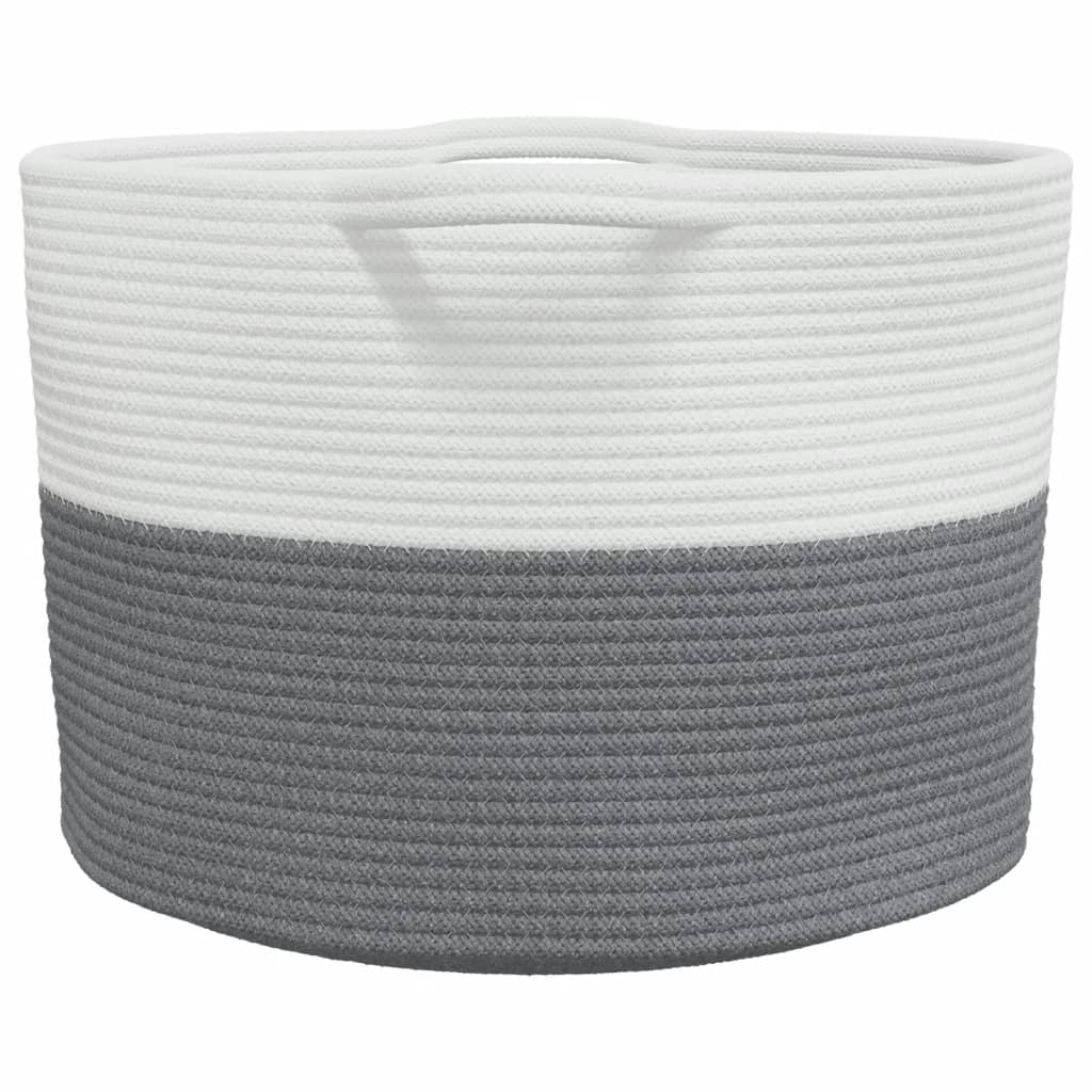 Wasmand Ø 55x36 cm katoen grijs en wit
