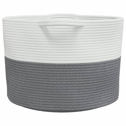Wasmand Ø 55x36 cm katoen grijs en wit