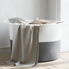 Wasmand Ø 55x36 cm katoen grijs wit