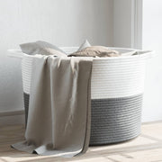 Wasmand Ø 55x36 cm katoen grijs wit