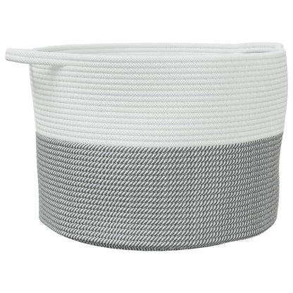 Wasmand Ø 55x36 cm katoen grijs en wit