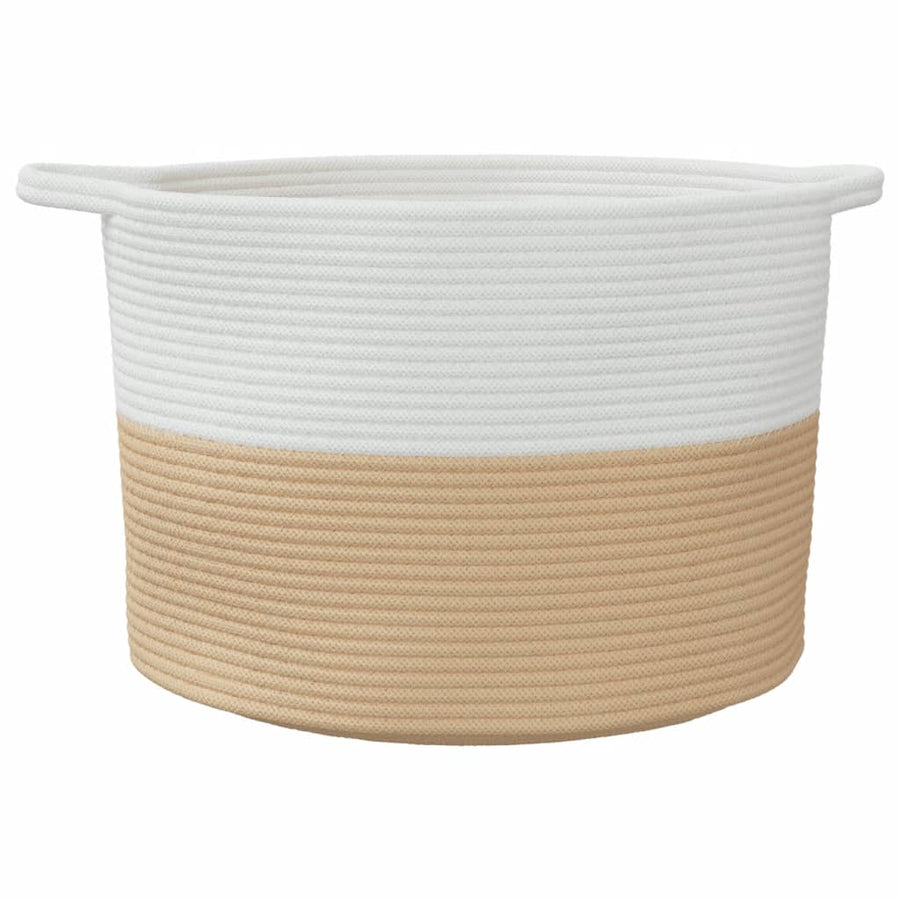 Wasmand Ø 55x36 cm katoen beige en wit