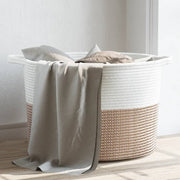 Wasmand Ø 55x36 cm katoen bruin wit